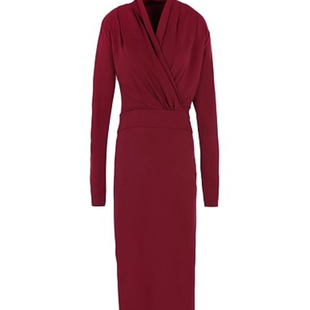 Red Long Sleeve Cowl Neck Sheath Dress Size:M/L